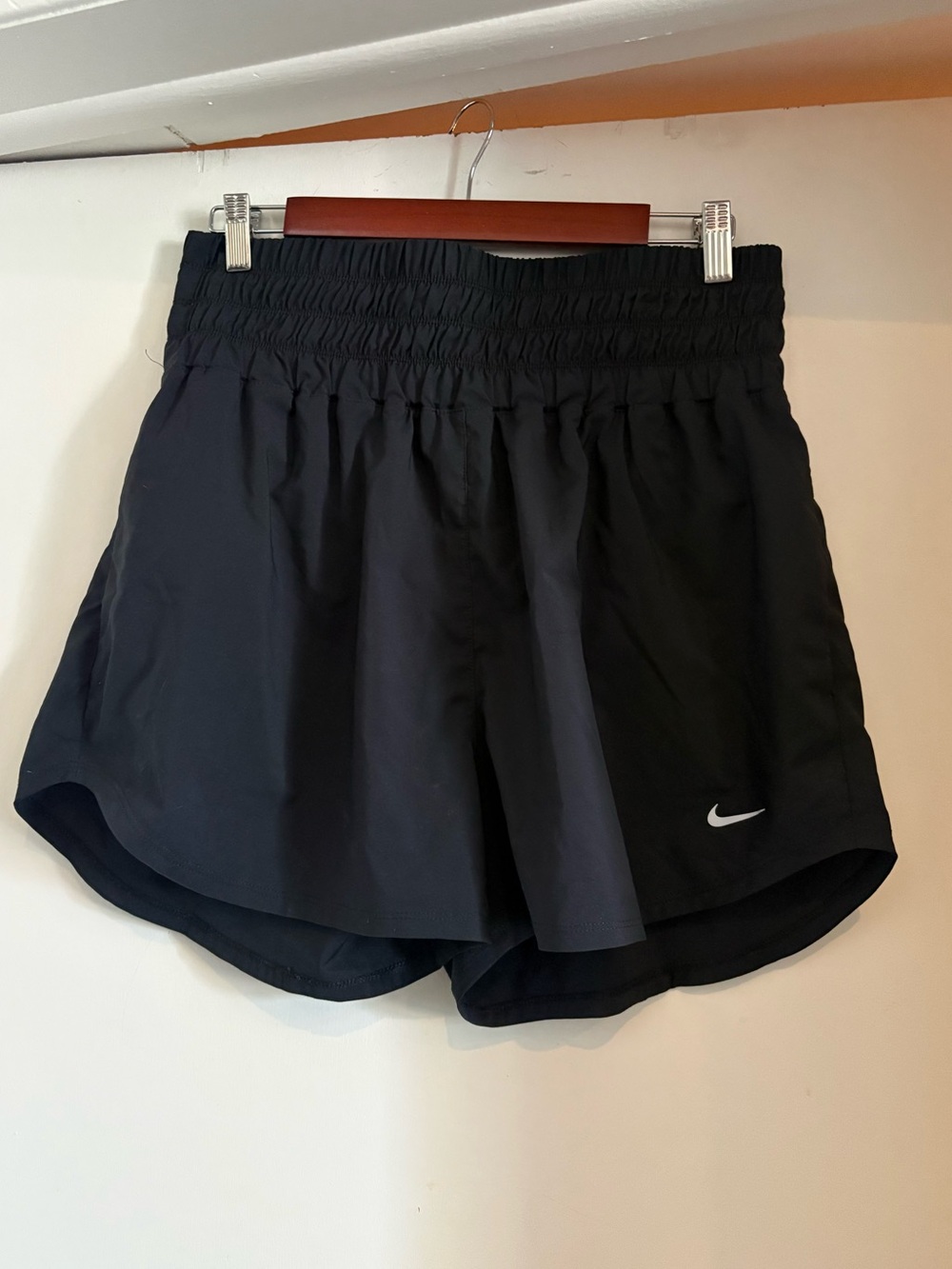 Nike Black Athletic Running Shorts with Swoosh